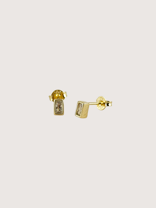 Bezel Baguette Stud Earring