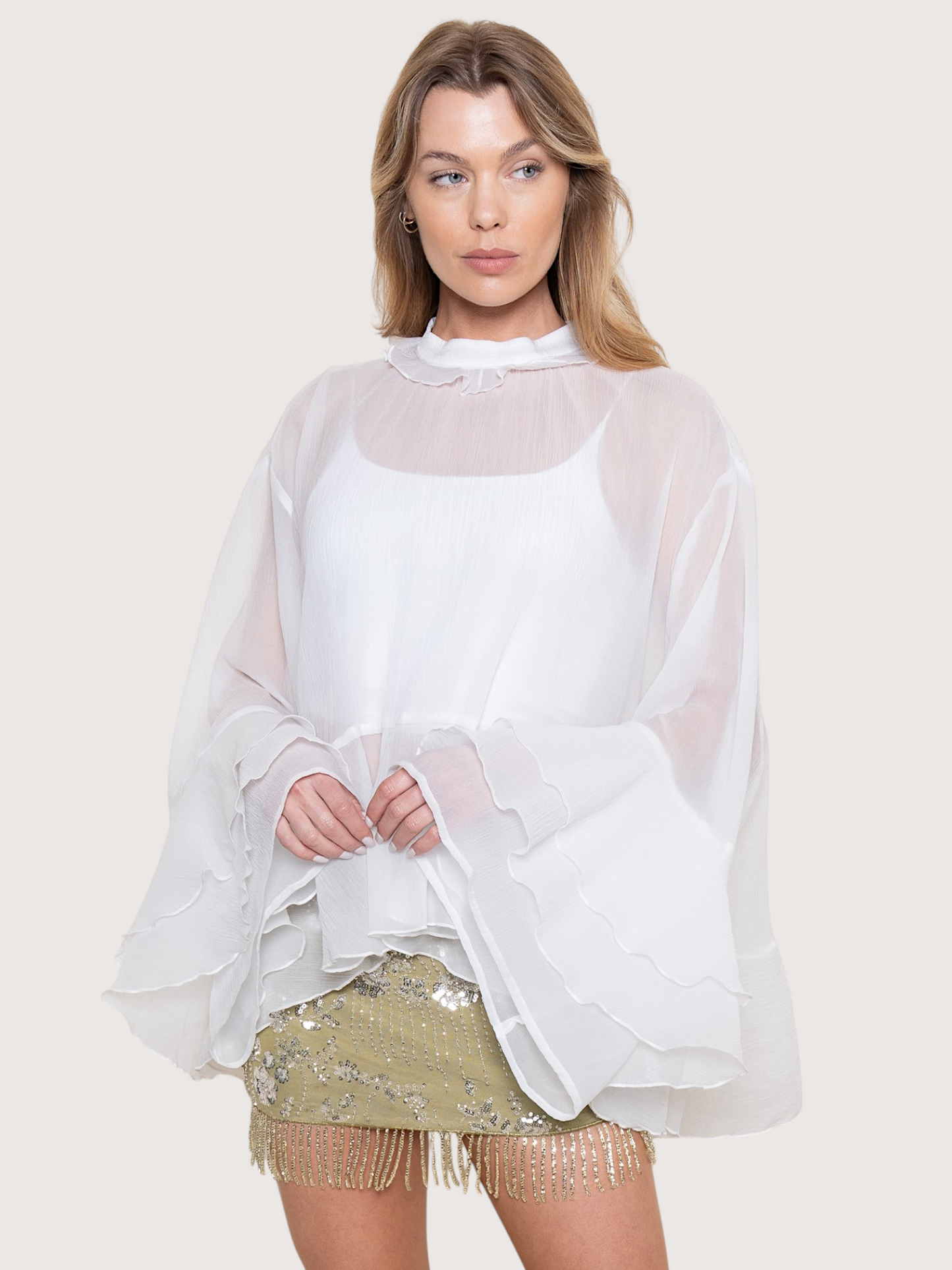Ruffled Bell Sleeve Top