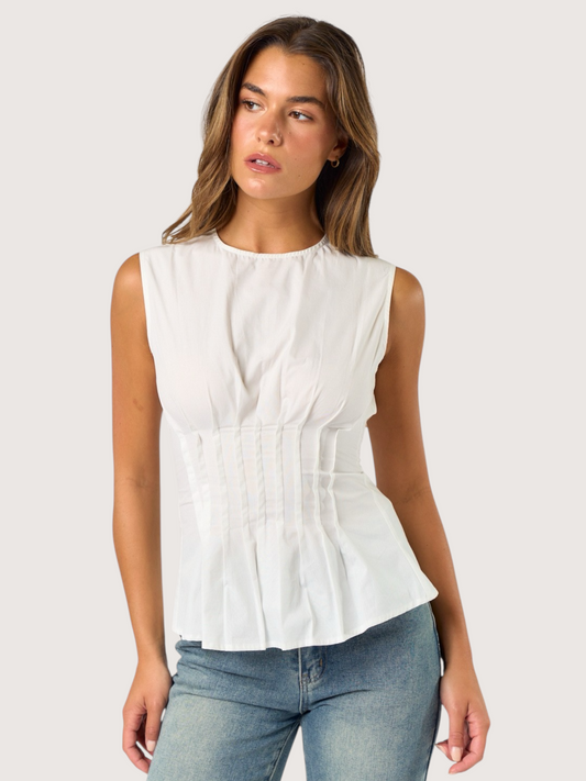 Pleated Poplin Top