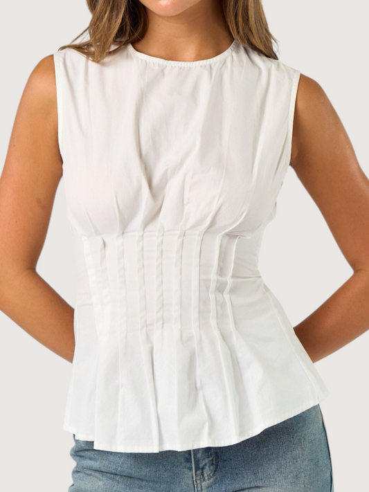 Pleated Poplin Top
