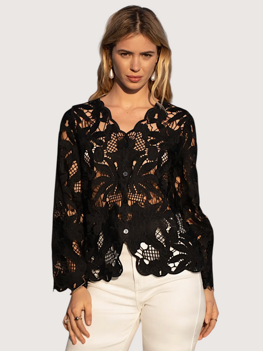 Chiara Lace Cardigan | Black