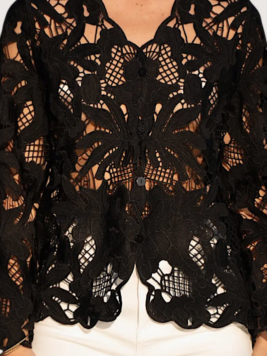 Chiara Lace Cardigan | Black
