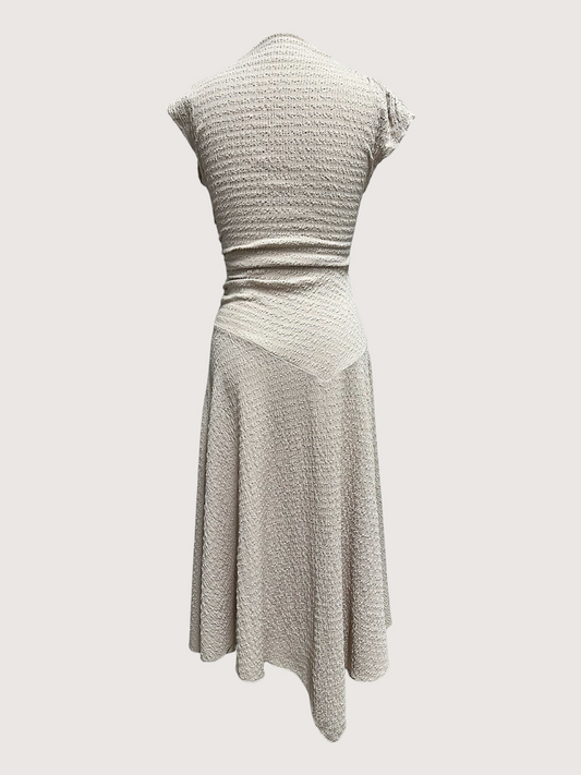 Crinkle Cap Sleeve Dress | Ecru
