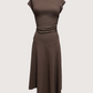 Crinkle Cap Sleeve Dress | Brown