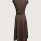 Crinkle Cap Sleeve Dress | Brown