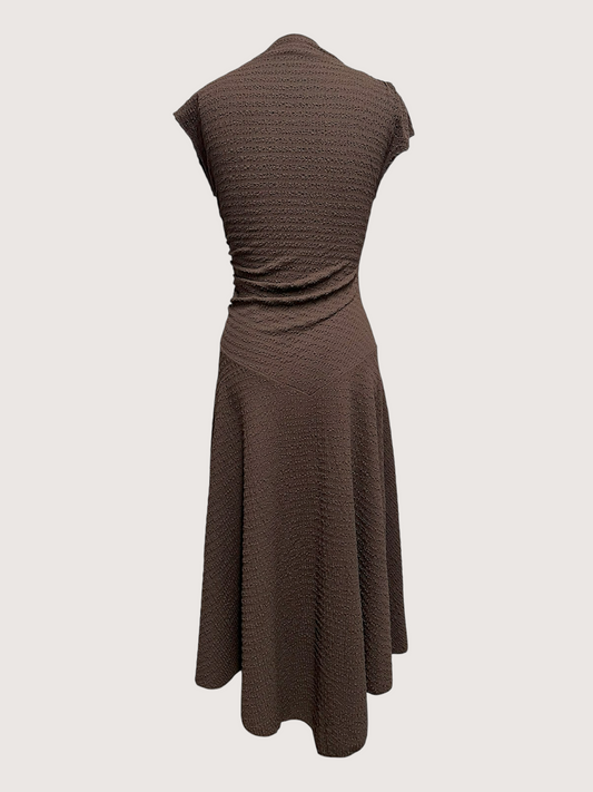 Crinkle Cap Sleeve Dress | Brown
