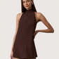 High Neck Mini Dress | Brown