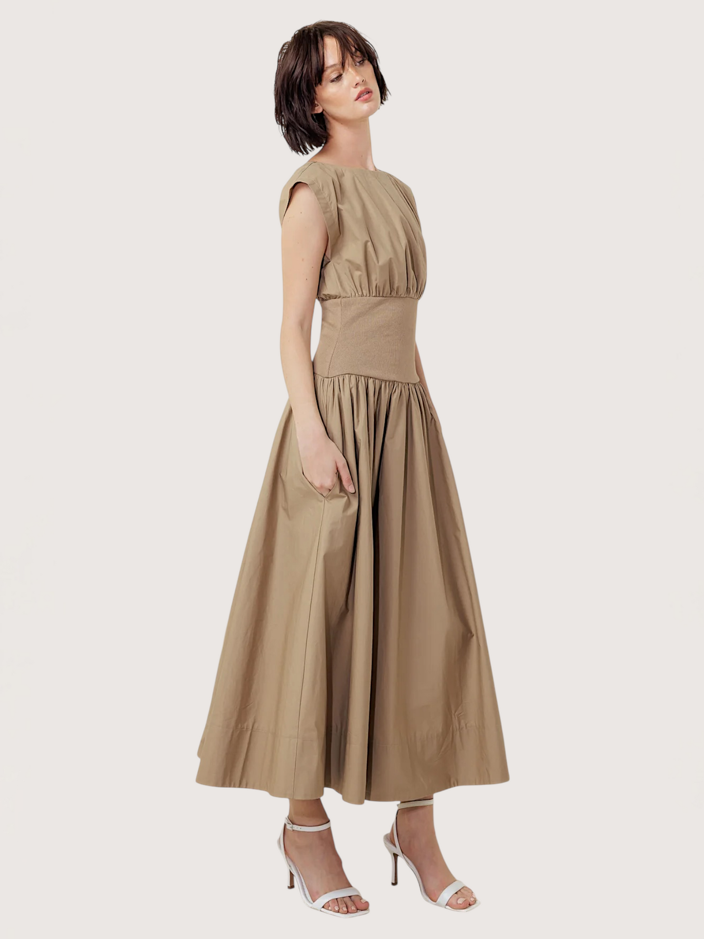 Fitted Waist Midi Dress