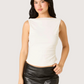 Tati Mesh Boatneck Top | White