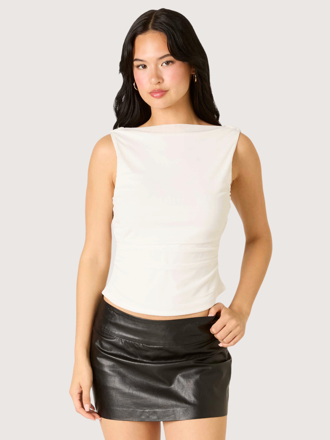 Tati Mesh Boatneck Top | White