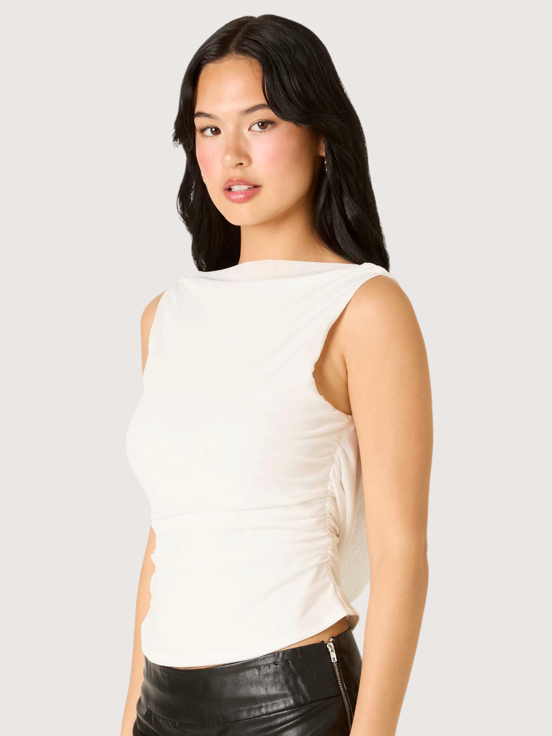 Tati Mesh Boatneck Top | White