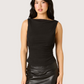 Tati Mesh Boatneck Top | Black
