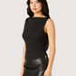 Tati Mesh Boatneck Top | Black