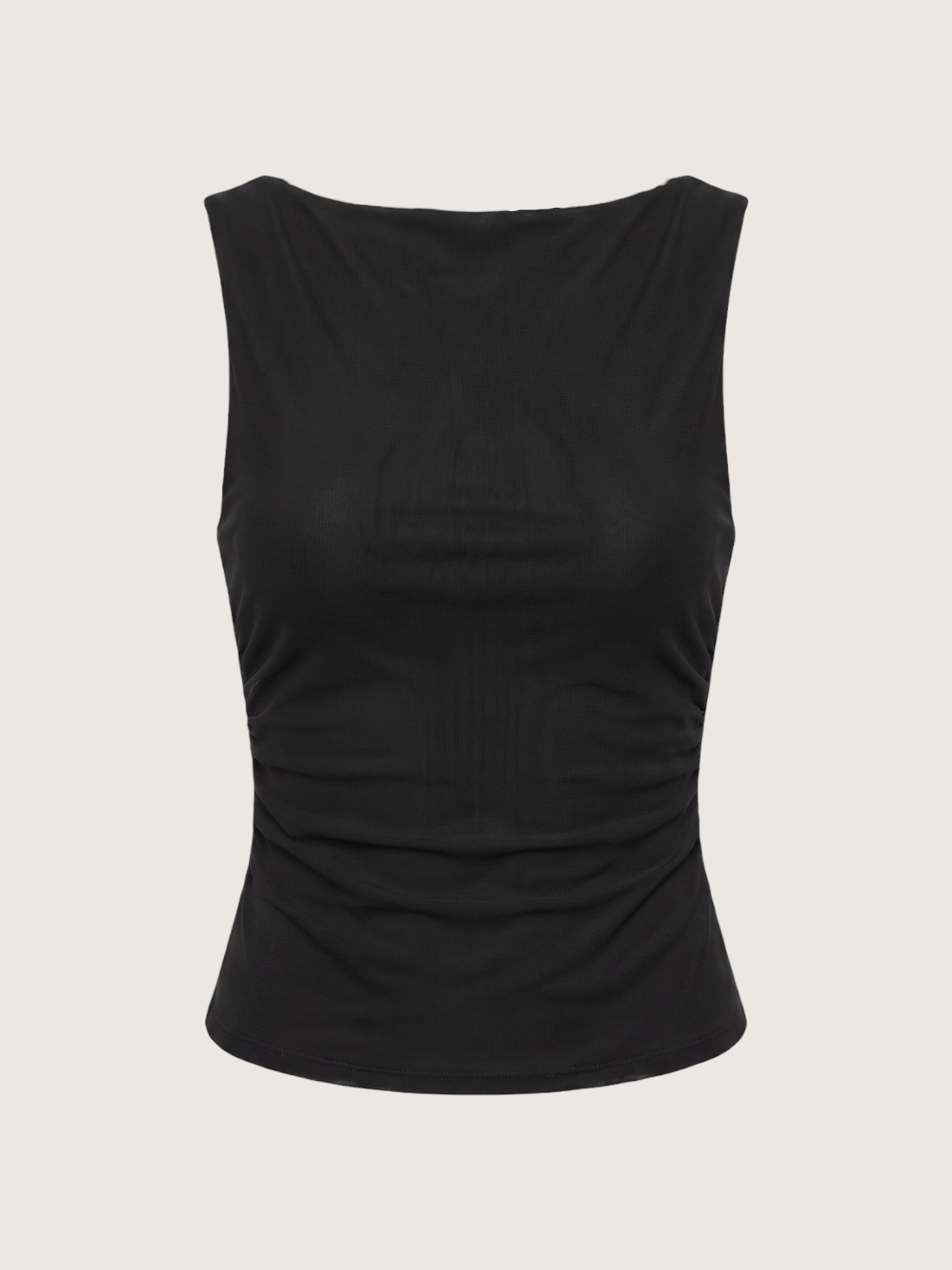 Tati Mesh Boatneck Top | Black