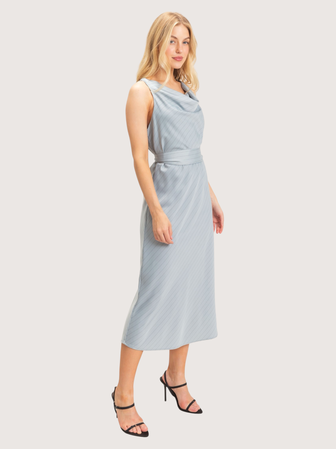 Cowl Neck Striped Dress