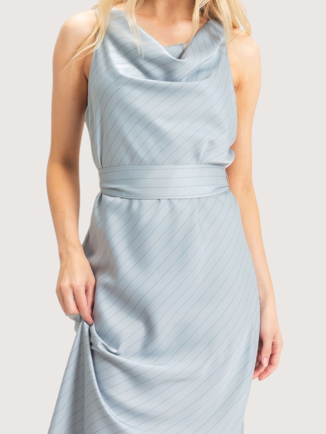 Cowl Neck Striped Dress