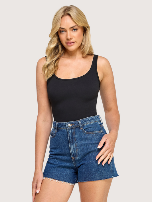 Ribbed Tank Bodysuit | Black