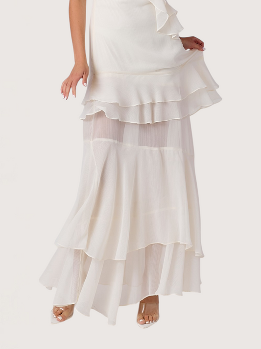 Ruffle Trim Maxi Dress
