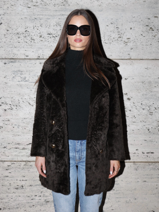 Gold Button Fur Coat