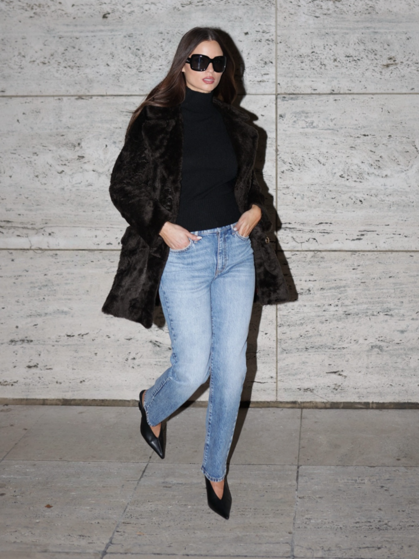 Gold Button Fur Coat