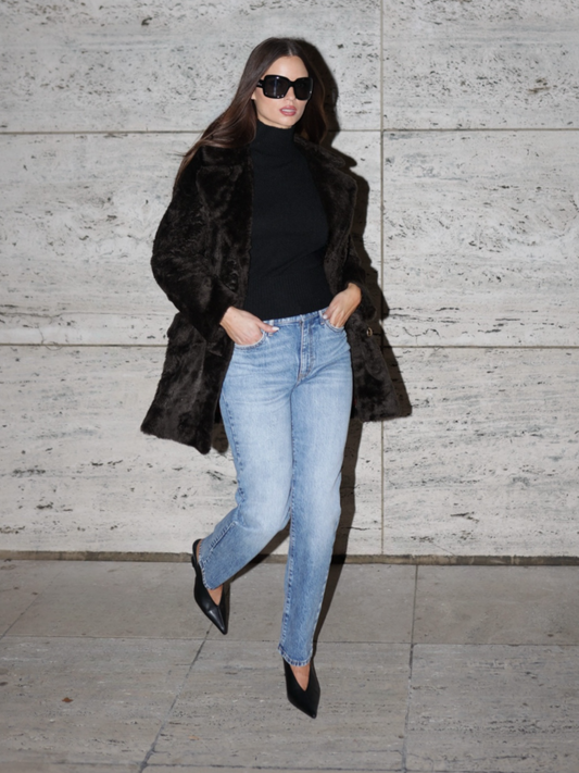 Gold Button Fur Coat