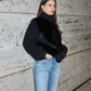 Knit Sleeve Fur Jacket