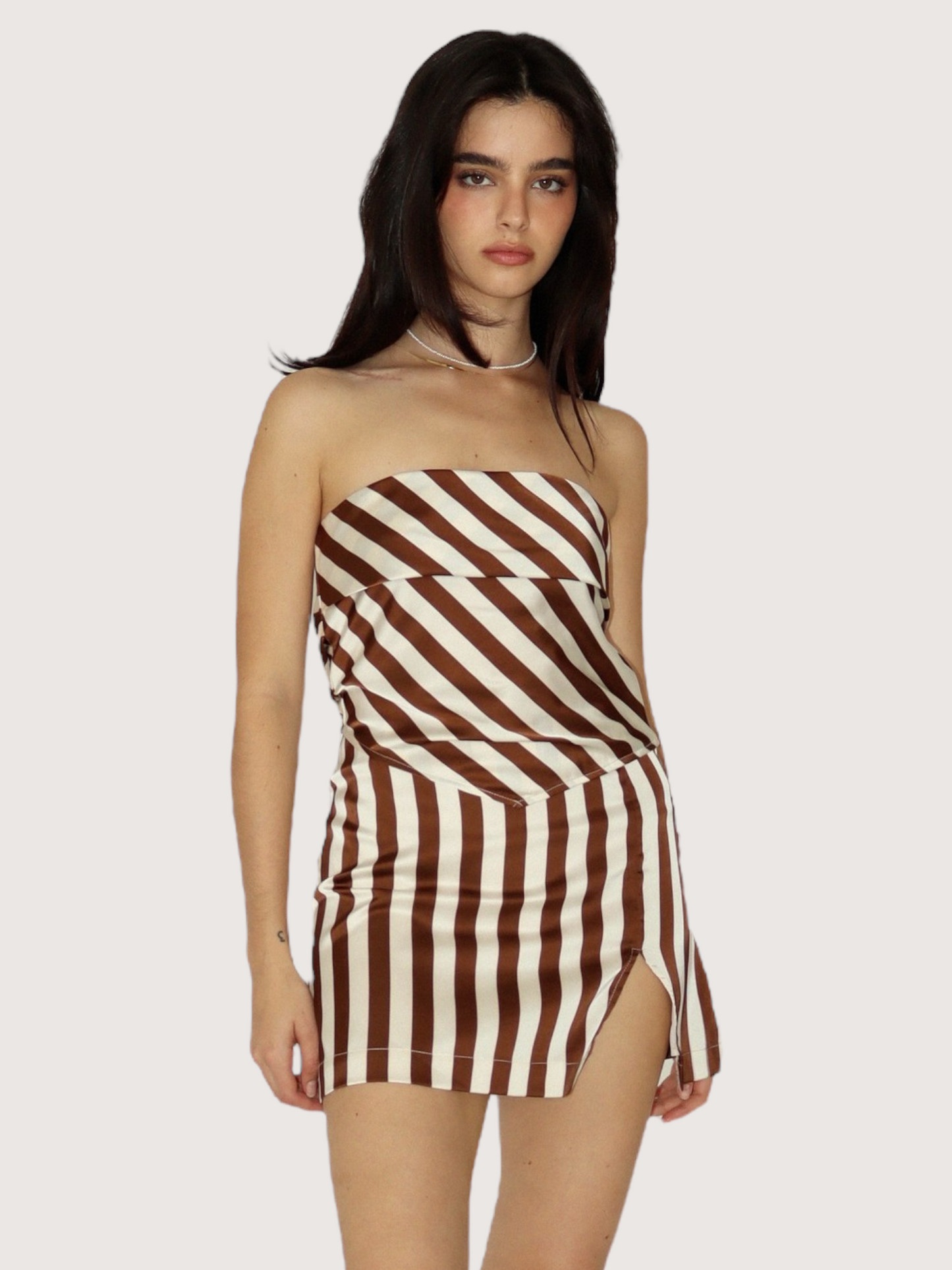 Satin Stripe Tube Top