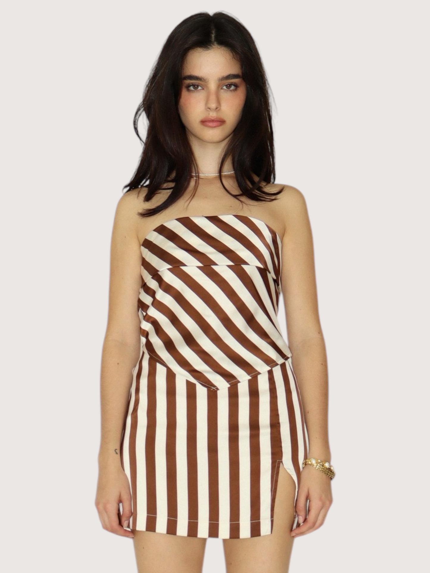 Satin Stripe Tube Top