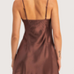 Sweetheart Satin Mini Dress | Brown