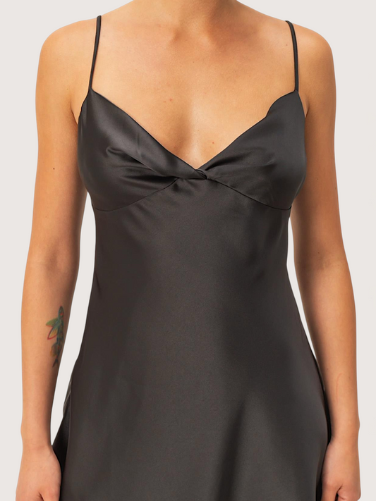 Sweetheart Satin Mini Dress | Black