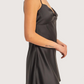 Sweetheart Satin Mini Dress | Black