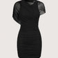 Draped Mesh Mini Dress