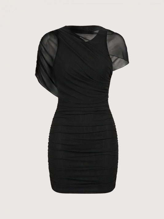 Draped Mesh Mini Dress