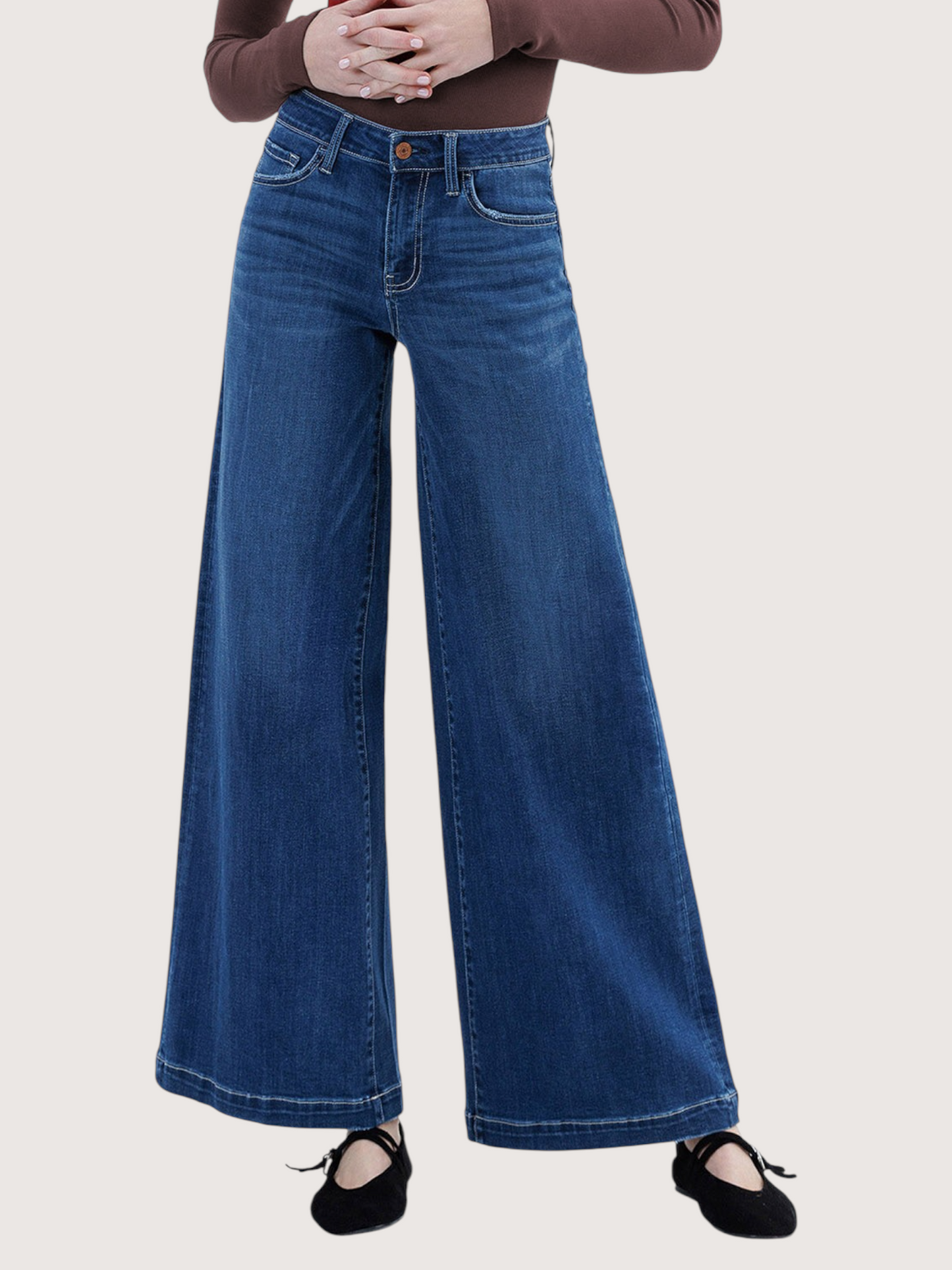 Mid Rise Palazzo Denim