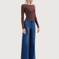 Mid Rise Palazzo Denim