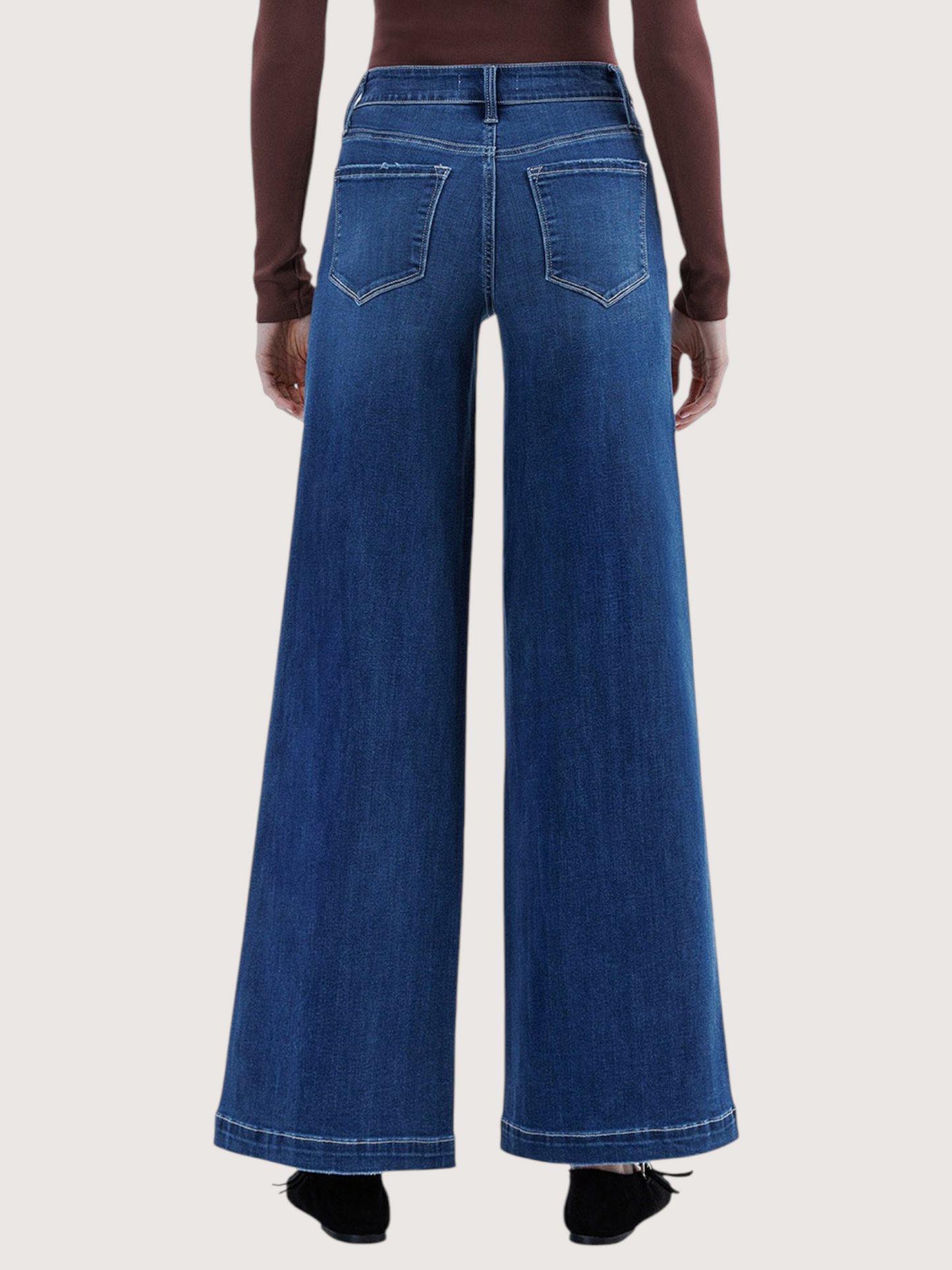 Mid Rise Palazzo Denim