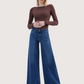 Mid Rise Palazzo Denim