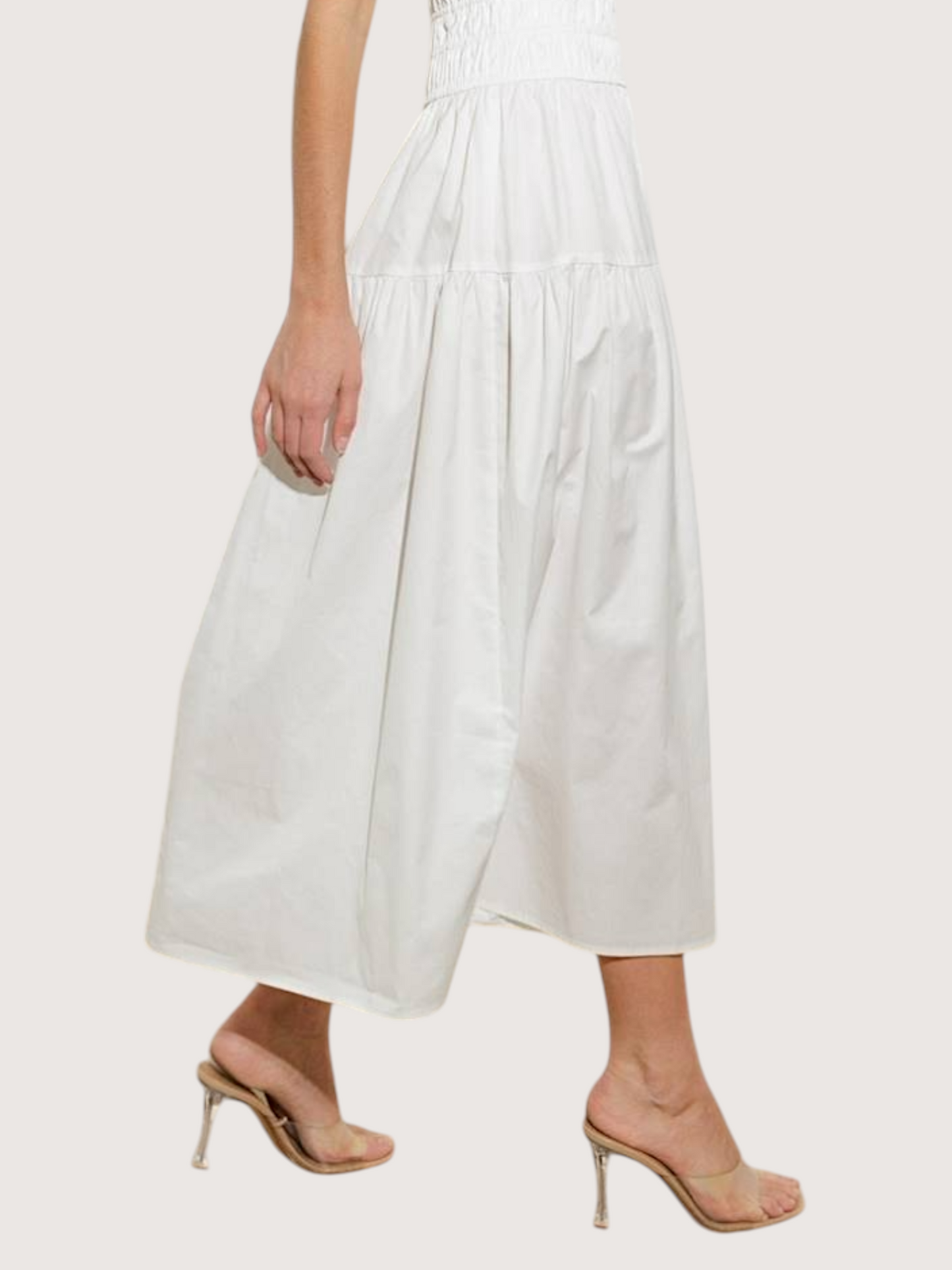 Smocked Midi Dress | White