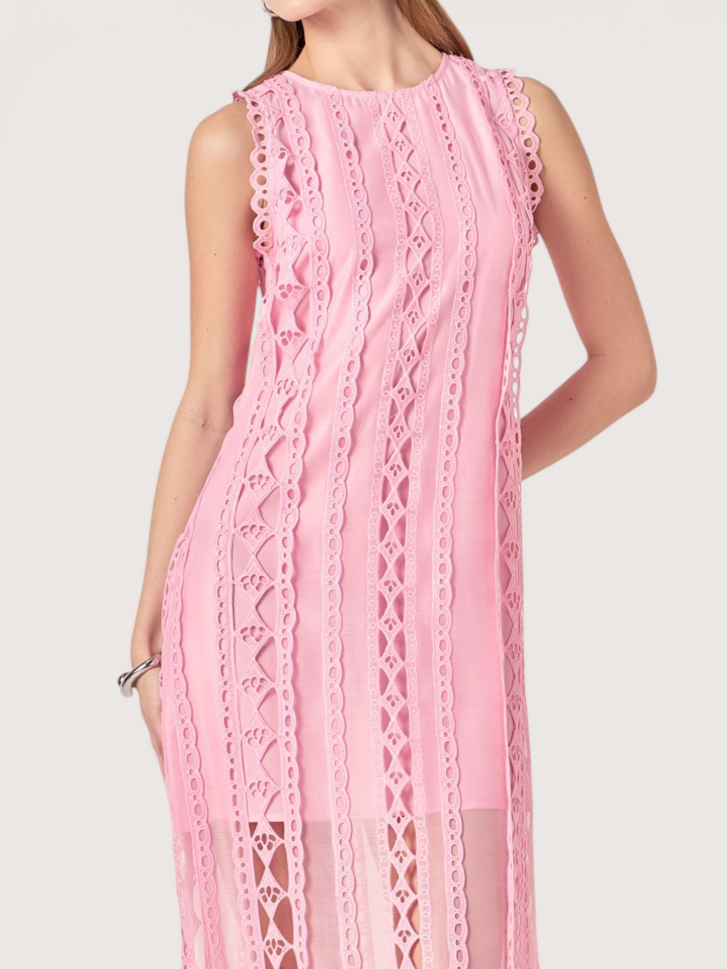 Lace Panel Midi Dress