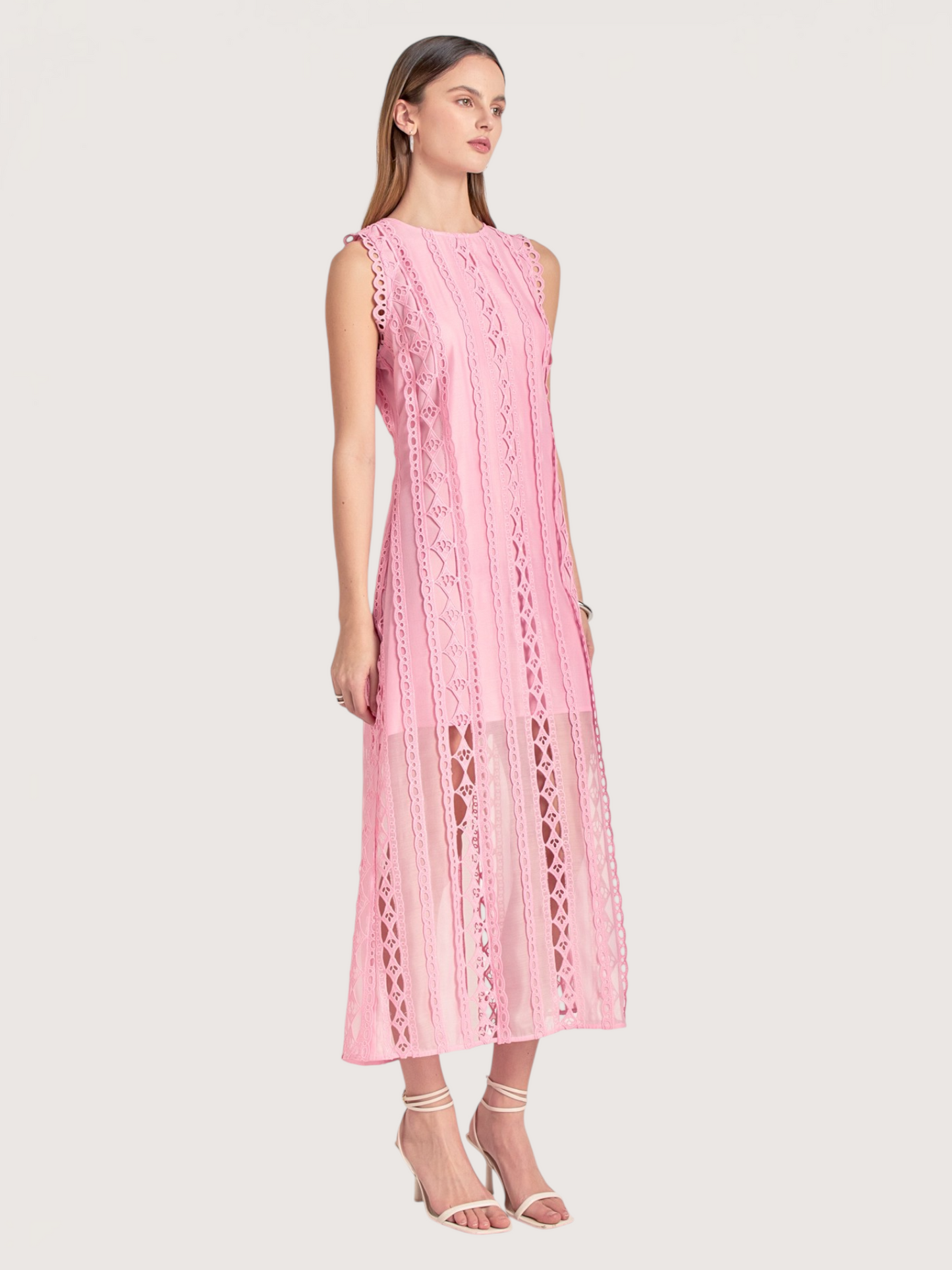 Lace Panel Midi Dress