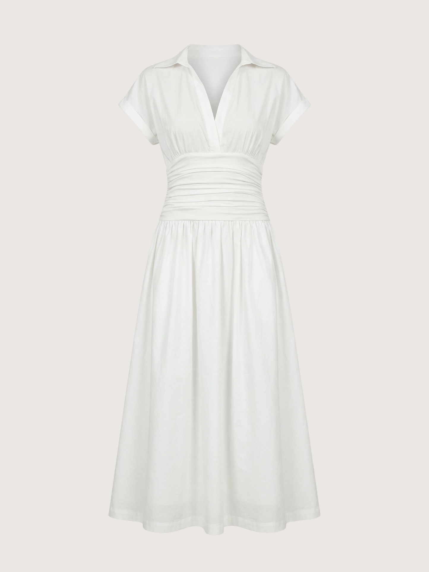Ruched Waist Poplin Dress
