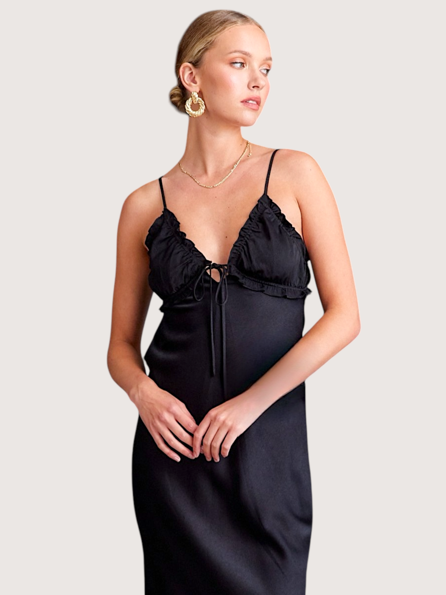 Ruffle Trim Maxi Dress