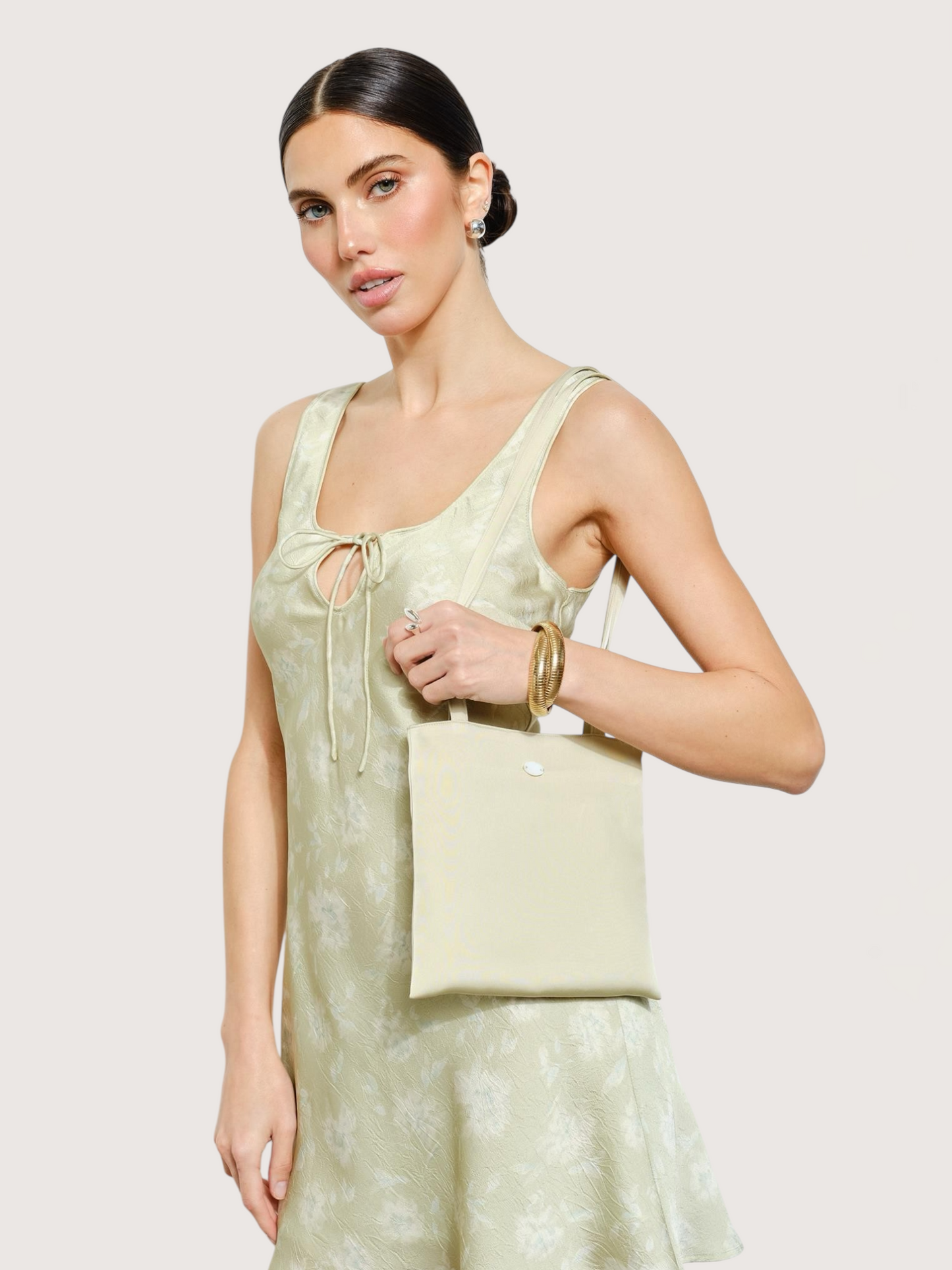 Leda Satin Mini Tote | Sage