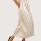 Contrast Satin Midi Dress | Ivory
