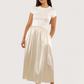 Contrast Satin Midi Dress | Ivory