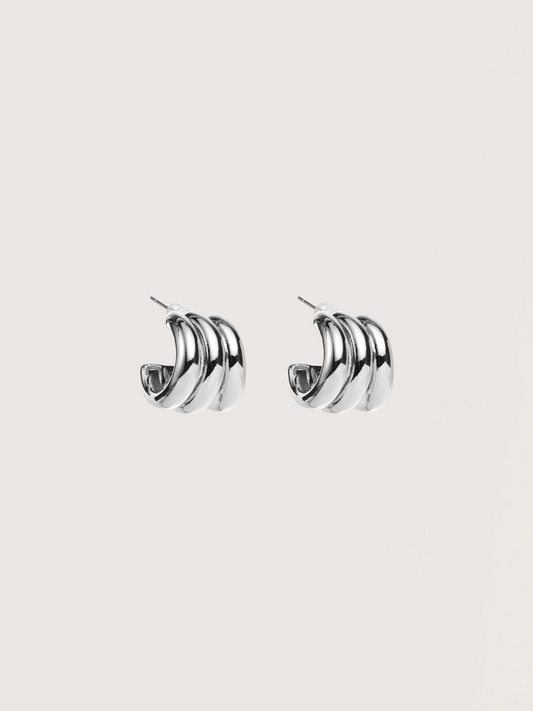 Chunky Ridge Hoop | Silver