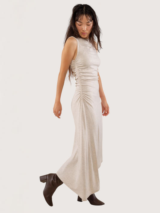 Asymmetrical Hem Boatneck Dress