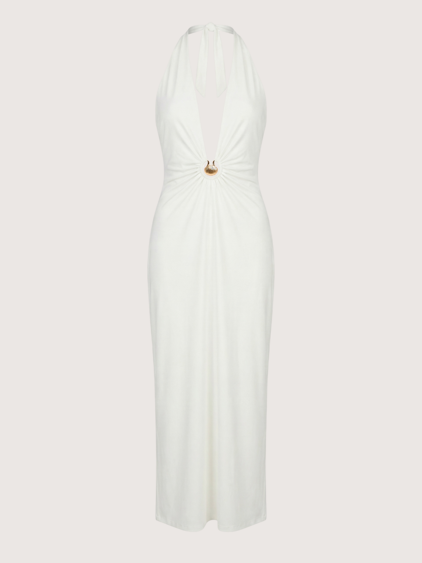 Plunging Neckline Halter Dress