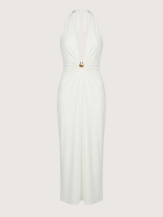 Plunging Neckline Halter Dress
