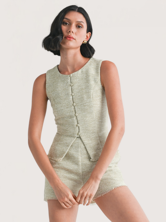 Linen Frayed Waistcoat